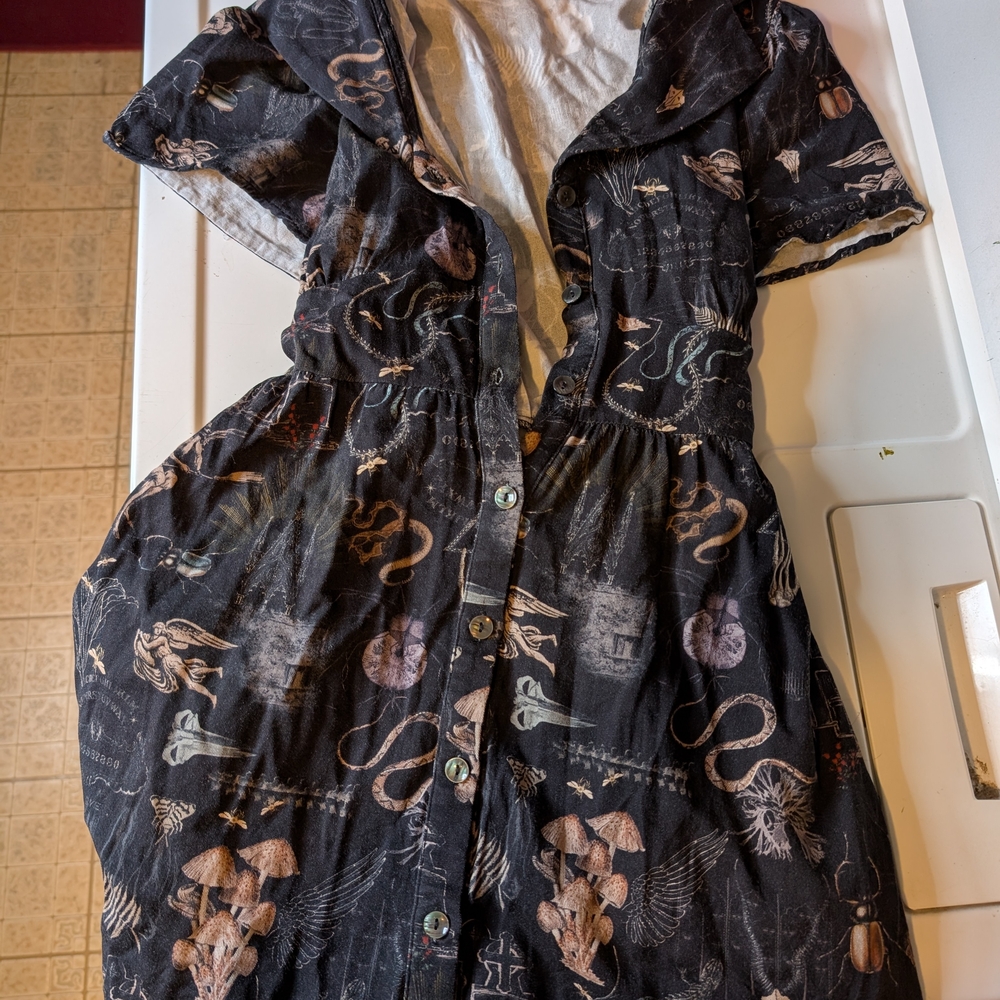 DISTURBIA Maudeline Victoriana Button Down Shirt Dress US 10 Goth Fairycore L - Picture 7 of 7